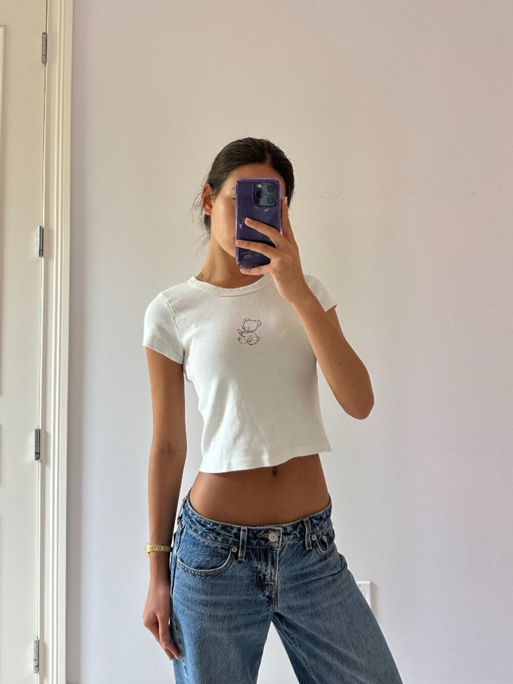Brandy Melville White Baby Tee